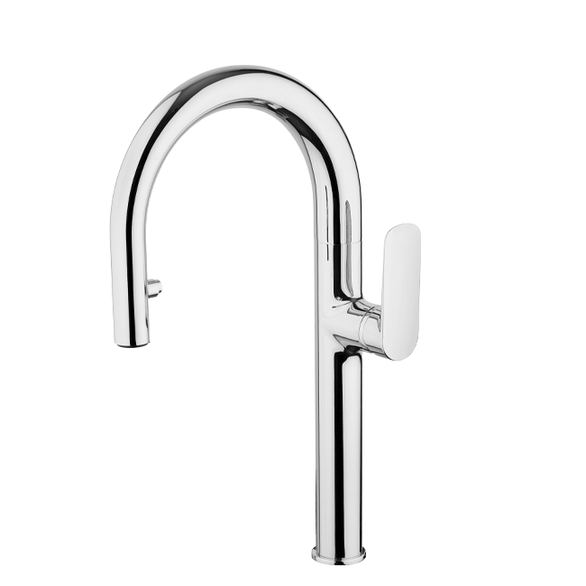 Single Handle Pull-down Spray<br />kitchen Faucet Spout Rotates.