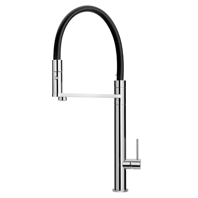 Single Handle Pull-out With<br />silycon Spout And A Sprayer<br />spout Rotates.